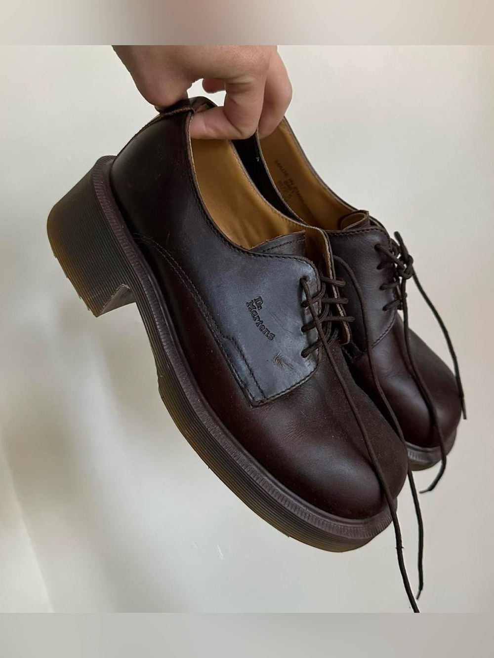 Vintage Brown leather Dr. Martens heeled oxfords, Size 7 US/ 5 UK